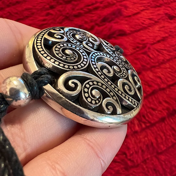 Brighton ANAHITA Silver Scroll Disc Double Black Cord Bracelet (Retired) - Picture 5 of 6